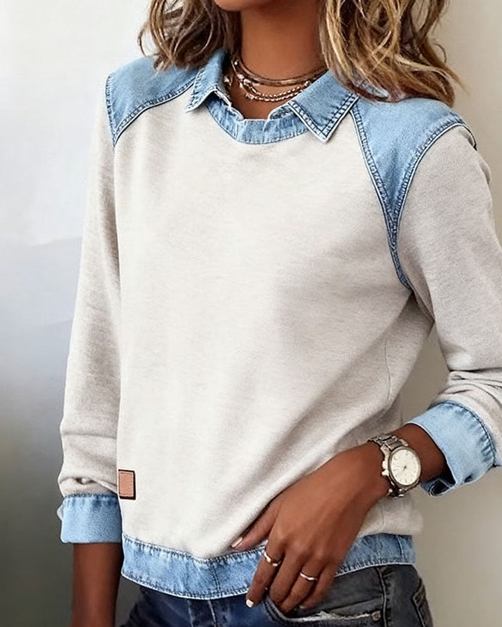 Ella | Denim Collar Blouse