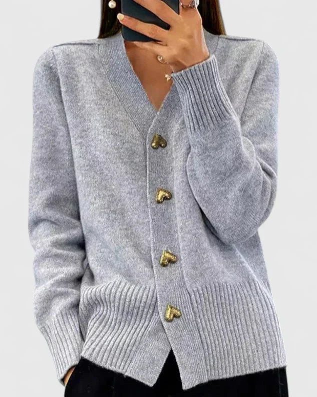 Zia - Heart Button Cardigan